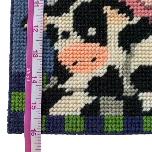 Farmhouse Needlepoint Plastic Canvas Door Wall Hanging Handmade Cottagecore - Picture 6 of 7